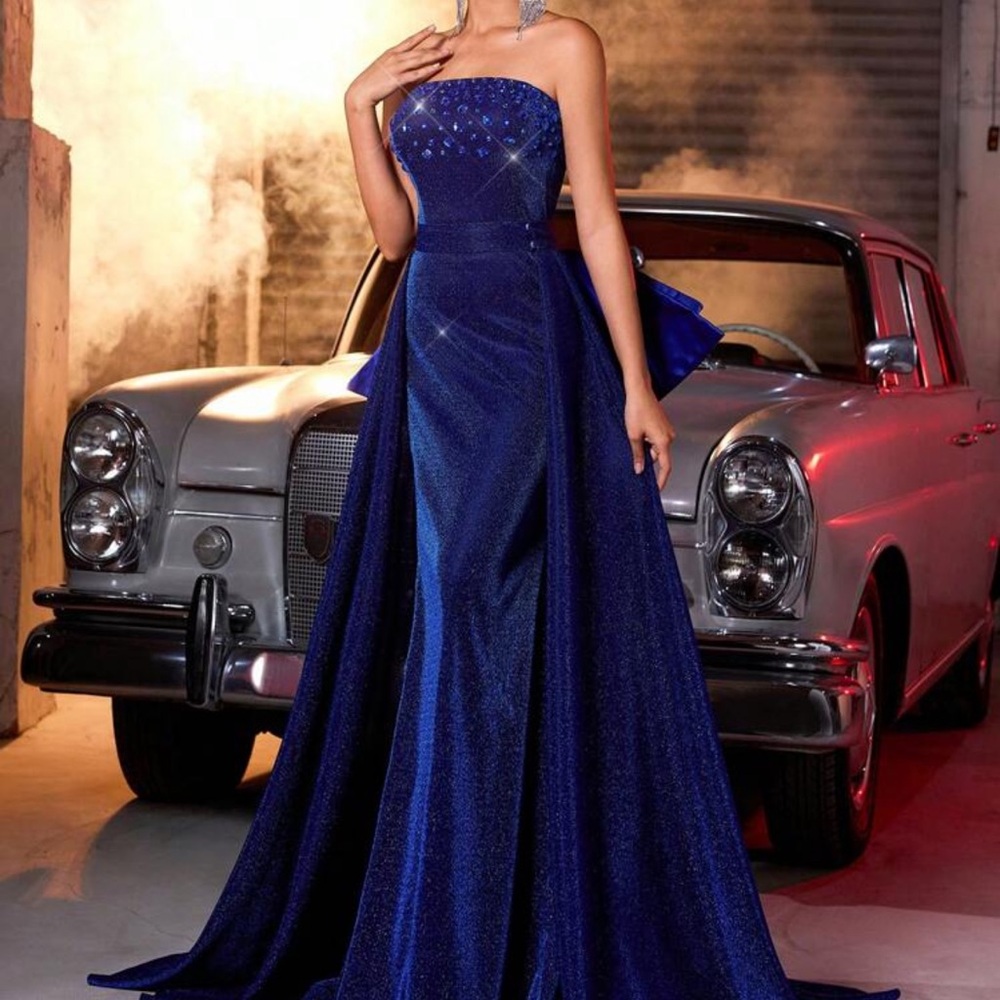 Royal Blue Strapless Evening Gown
